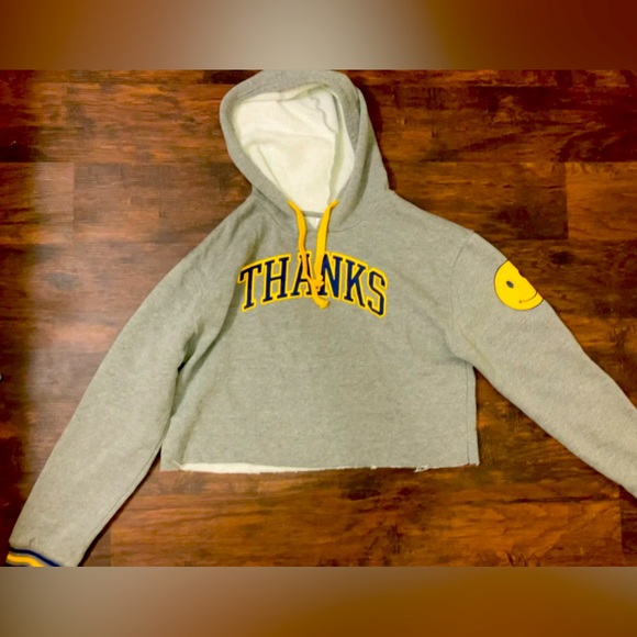 Women’s pullover hoodie thanks for nothing mighty fine xl crop top - Picture 1 of 4